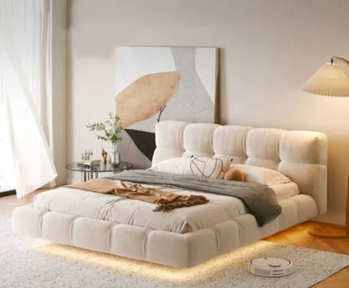 Beech wood and plywood Linen or cotton fabric Length: 200 cm Width: 160 cm Height: 130 cm