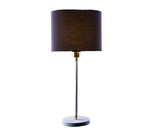Silver metal lamp with black linen - 25×50×25 cm