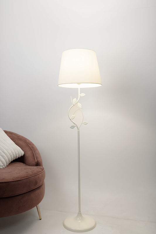 Black iron floor lamp with white shade 40x165 cm