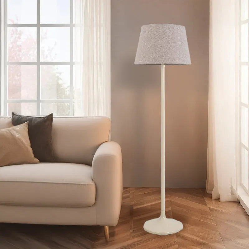 Iron floor lamp with beige linen - 30×40×150 cm
