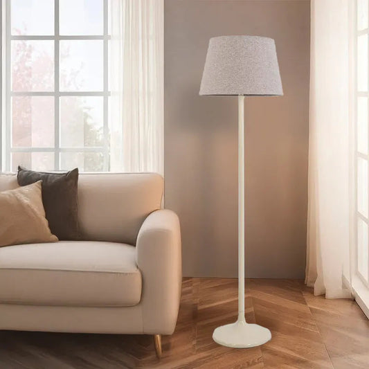 Iron floor lamp with beige linen - 30×40×150 cm
