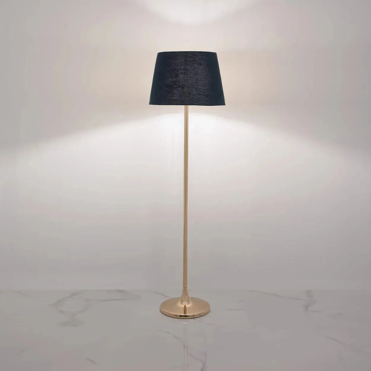 Linen fabric and Iron Floor Lamp Beige and Gold - 30x30x150 cm