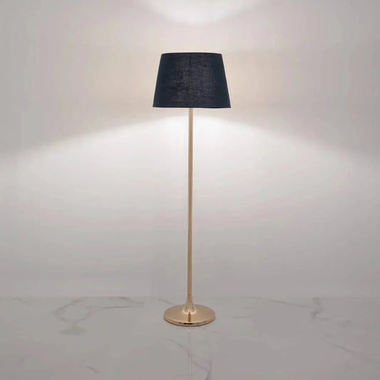 Linen fabric and Iron Floor Lamp Beige and Gold - 30x30x150 cm