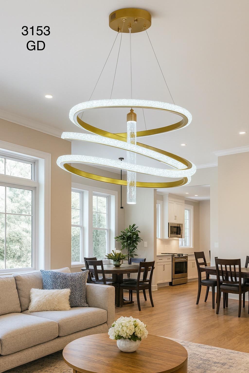 Crytal Metal Ceiling Lamp + Free Remote