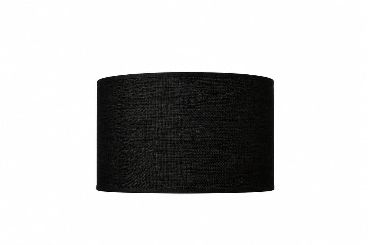 Black linen lampshade, 40cm x 40cm.