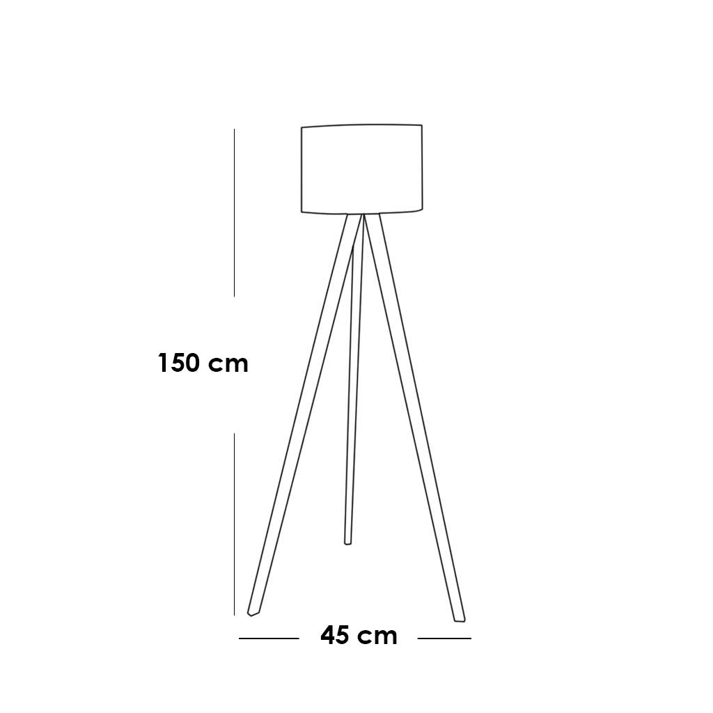 Fabric and iron floor lamp, gold color with off-white shade - 40×40×150 cm